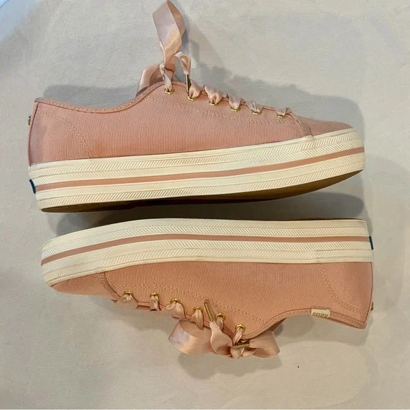 Kate Spade x Keds Triple Kick Pink Grosgrain Sneakers, ribbon laces, like new, 8 - Picture 10 of 16